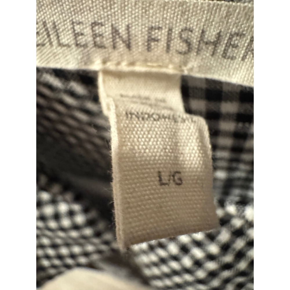 Eileen Fisher Womens Black White Gingham Sleeveless Button Down Tunic Top Large - Picture 3 of 4